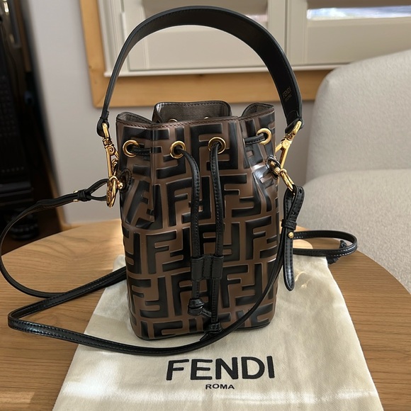 Fendi Handbags - FENDI Mon Tresor Brown Leather Bucket Bag